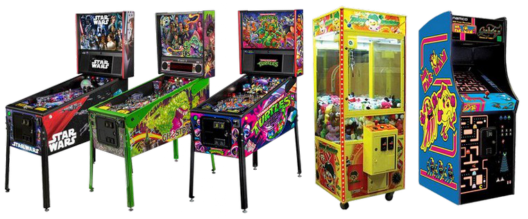 A selection of colorful arcade games