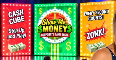 The three colorful Show Me The Money set panels