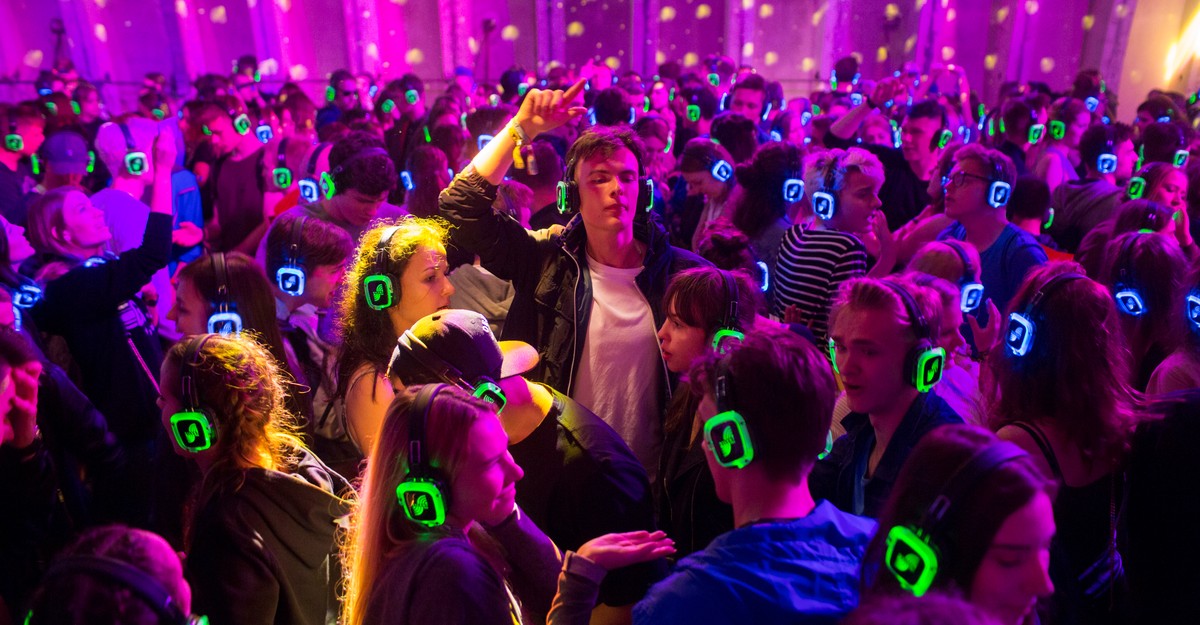 A full dance floor enjoying Neon Beats Silent Disco